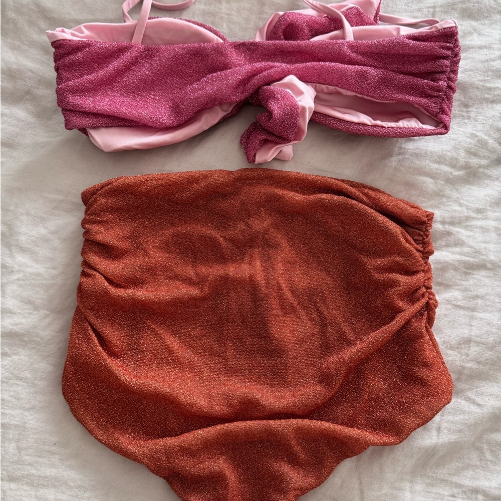 CHIO x Revolve Metallic Bikini Set – Orange & Pink (Size M) - Picture 3 of 4